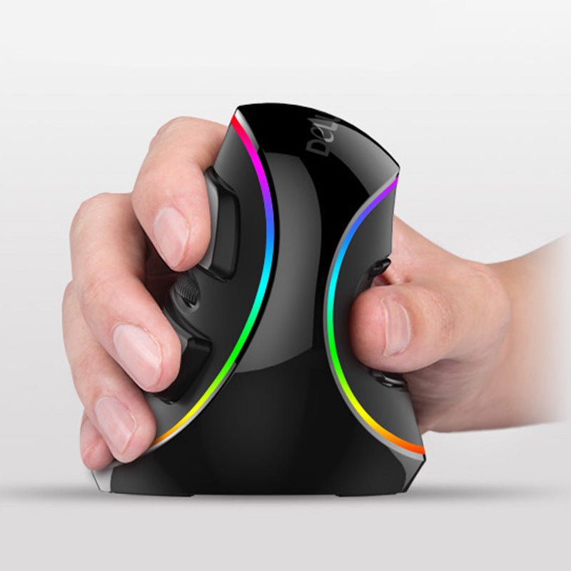 Ergonomic Vertical Gaming Mouse - 6 Buttons with Adjustable DPI & RGB Lighting