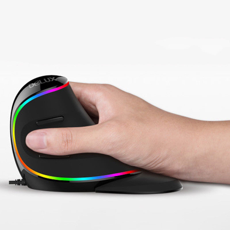 Ergonomic Vertical Gaming Mouse - 6 Buttons with Adjustable DPI & RGB Lighting