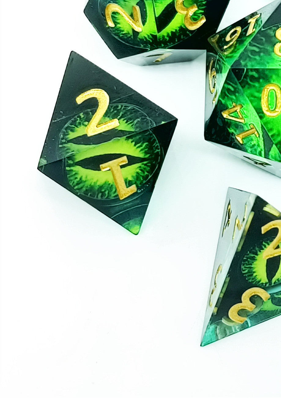 Dragon Eye- Green Sharp-angle Resin Dice