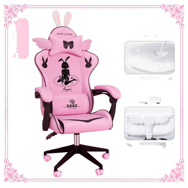 Stylish Gaming Chair with Adjustable Height - Ergonomic Office Chair with Optional Footrest