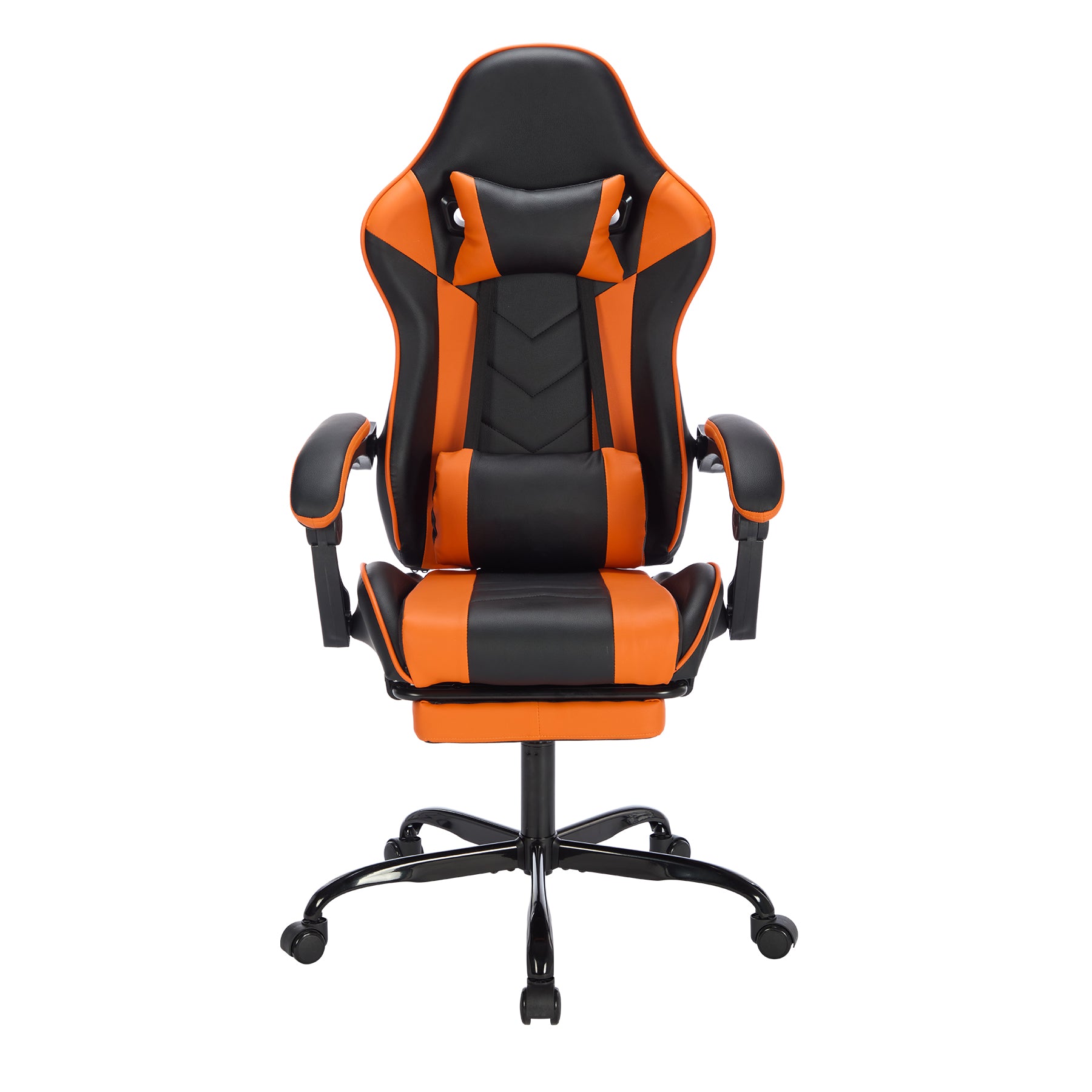 Gaming Ergonomic Chair with Footrest, Black Orange