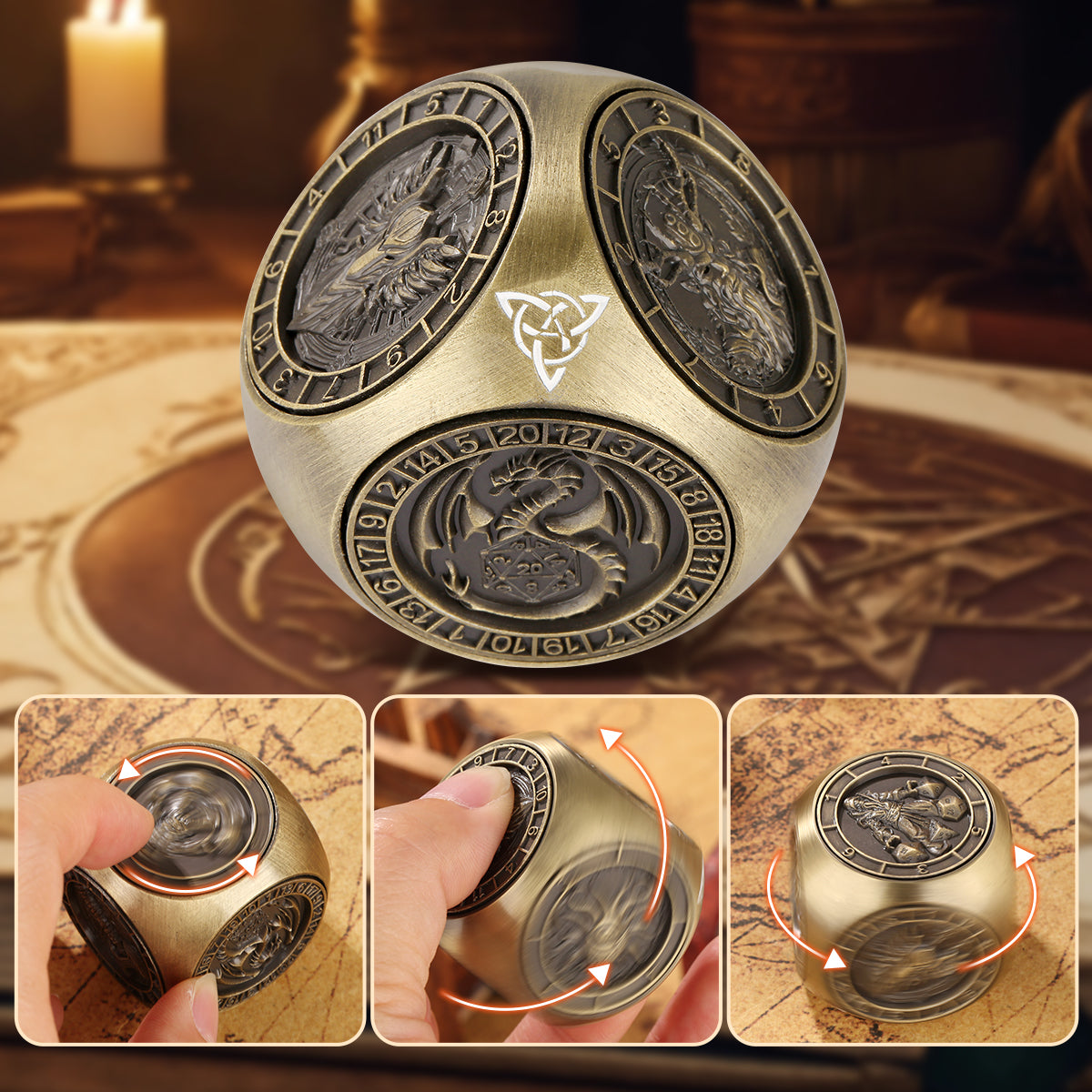 6-sided DND Metal Dice Wheel