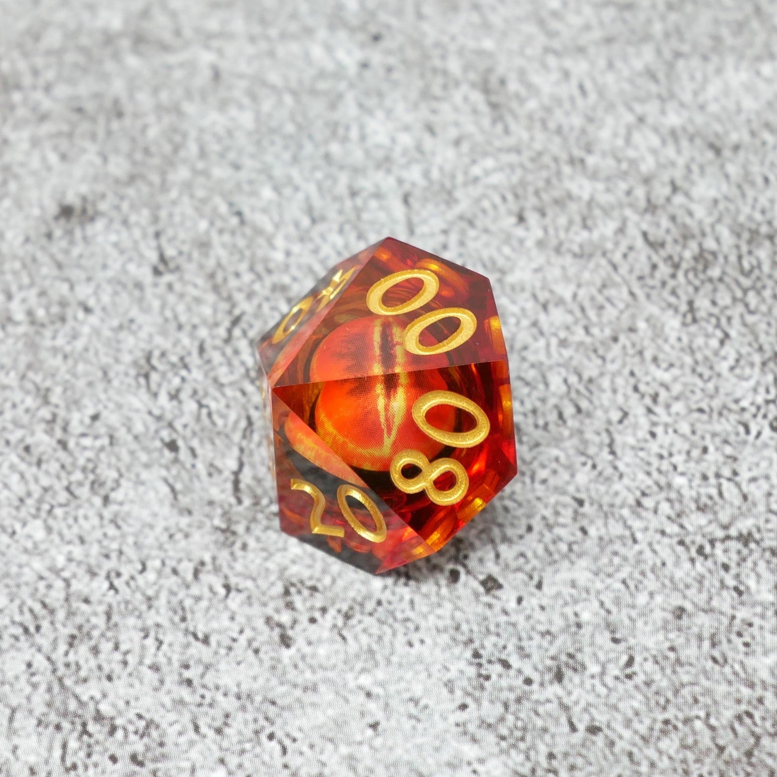 Sauron's Eye — 7-Piece Moving Eye DnD Dice Set | Sharp Edge Acrylic