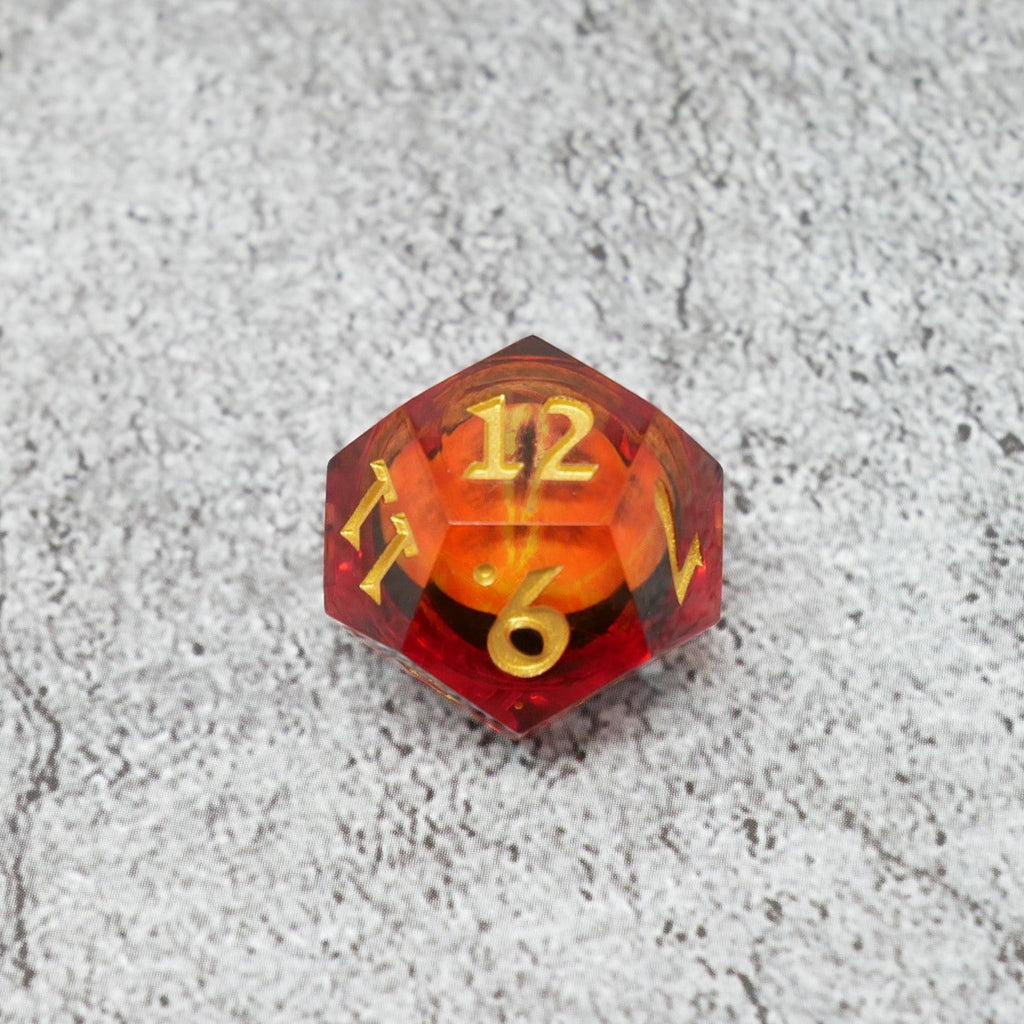 Sauron's Eye — 7-Piece Moving Eye DnD Dice Set | Sharp Edge Acrylic