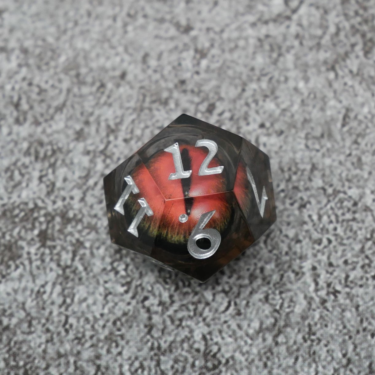 Smaug's Eye — 7-Piece Moving Eye DnD Dice Set | Sharp Edge Acrylic