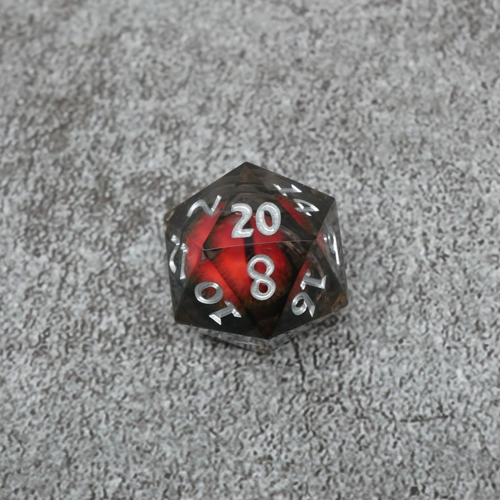 Smaug's Eye — 7-Piece Moving Eye DnD Dice Set | Sharp Edge Acrylic
