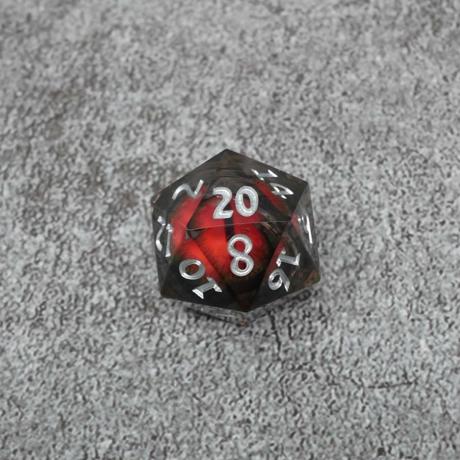 Smaug's Eye — 7-Piece Moving Eye DnD Dice Set | Sharp Edge Acrylic