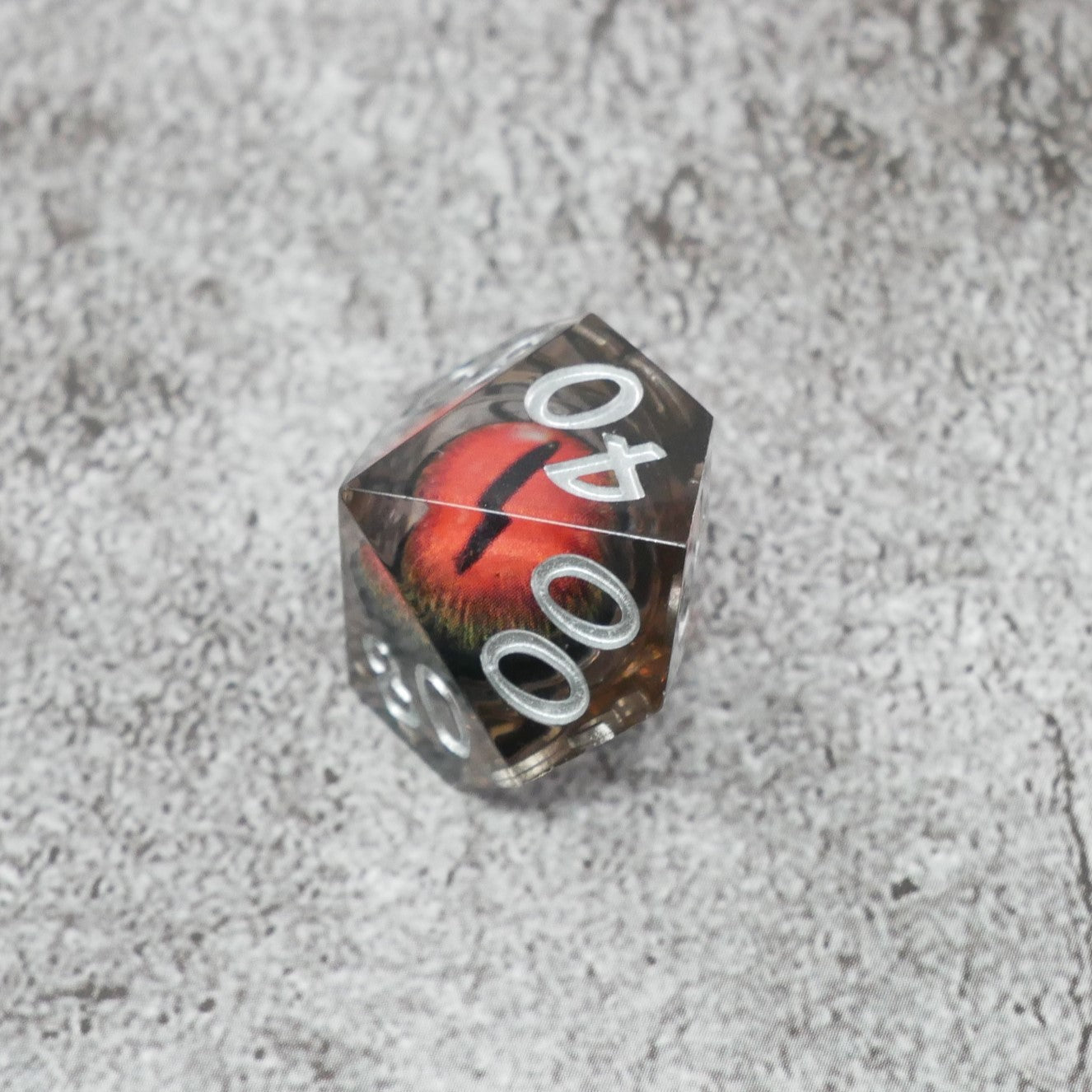 Smaug's Eye — 7-Piece Moving Eye DnD Dice Set | Sharp Edge Acrylic