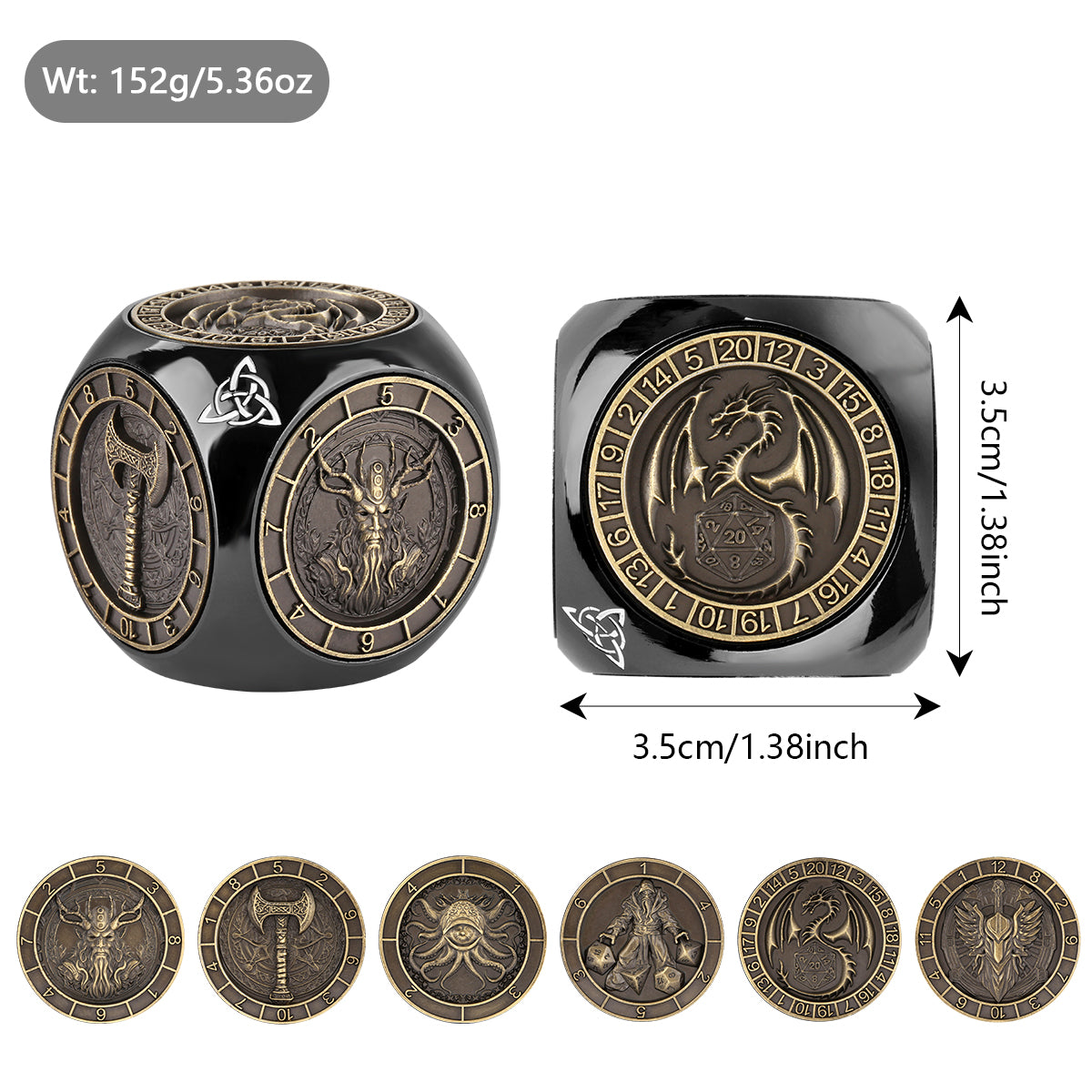 6-sided DND Metal Dice Wheel