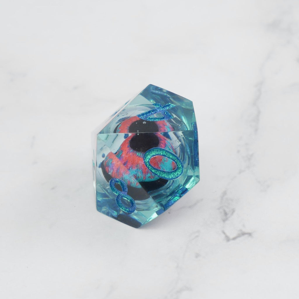 Cthulhu's Eye — 7-Piece Moving Eye DnD Dice Set | Sharp Edge Acrylic