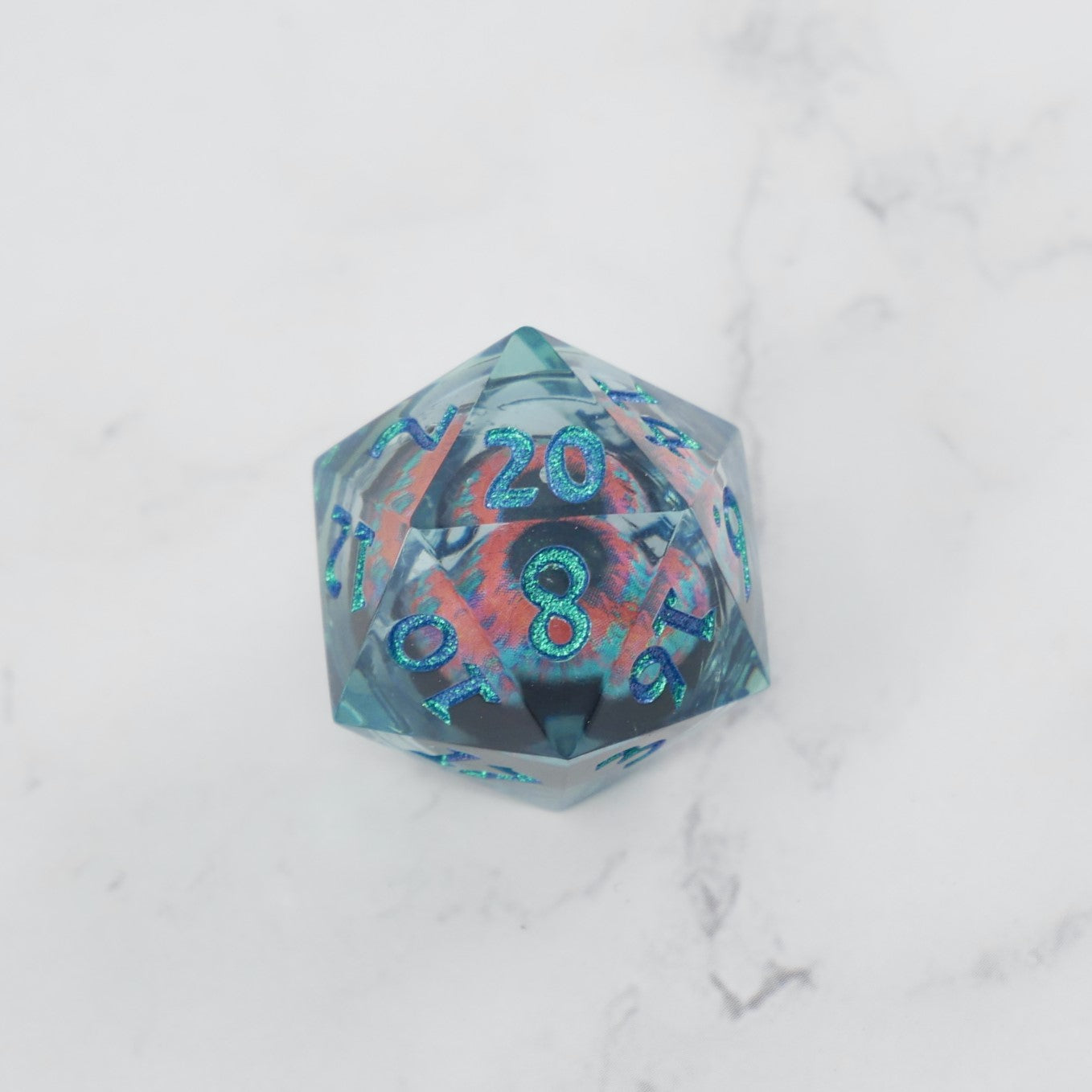 Cthulhu's Eye — 7-Piece Moving Eye DnD Dice Set | Sharp Edge Acrylic