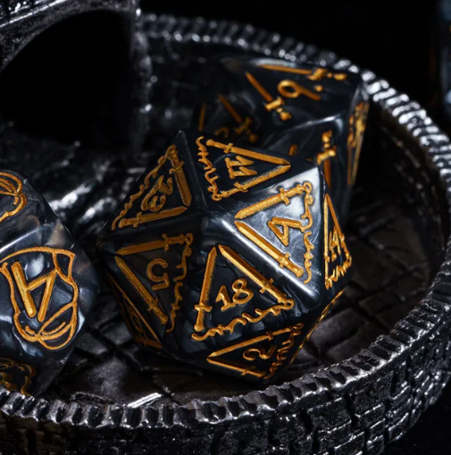 Giant Fighter Pearl Dice (7) with Gold Numbers JUMBO Dice Set (Available in Several Colors)