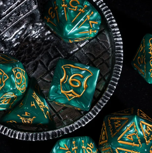 Giant Fighter Pearl Dice (7) with Gold Numbers JUMBO Dice Set (Available in Several Colors)